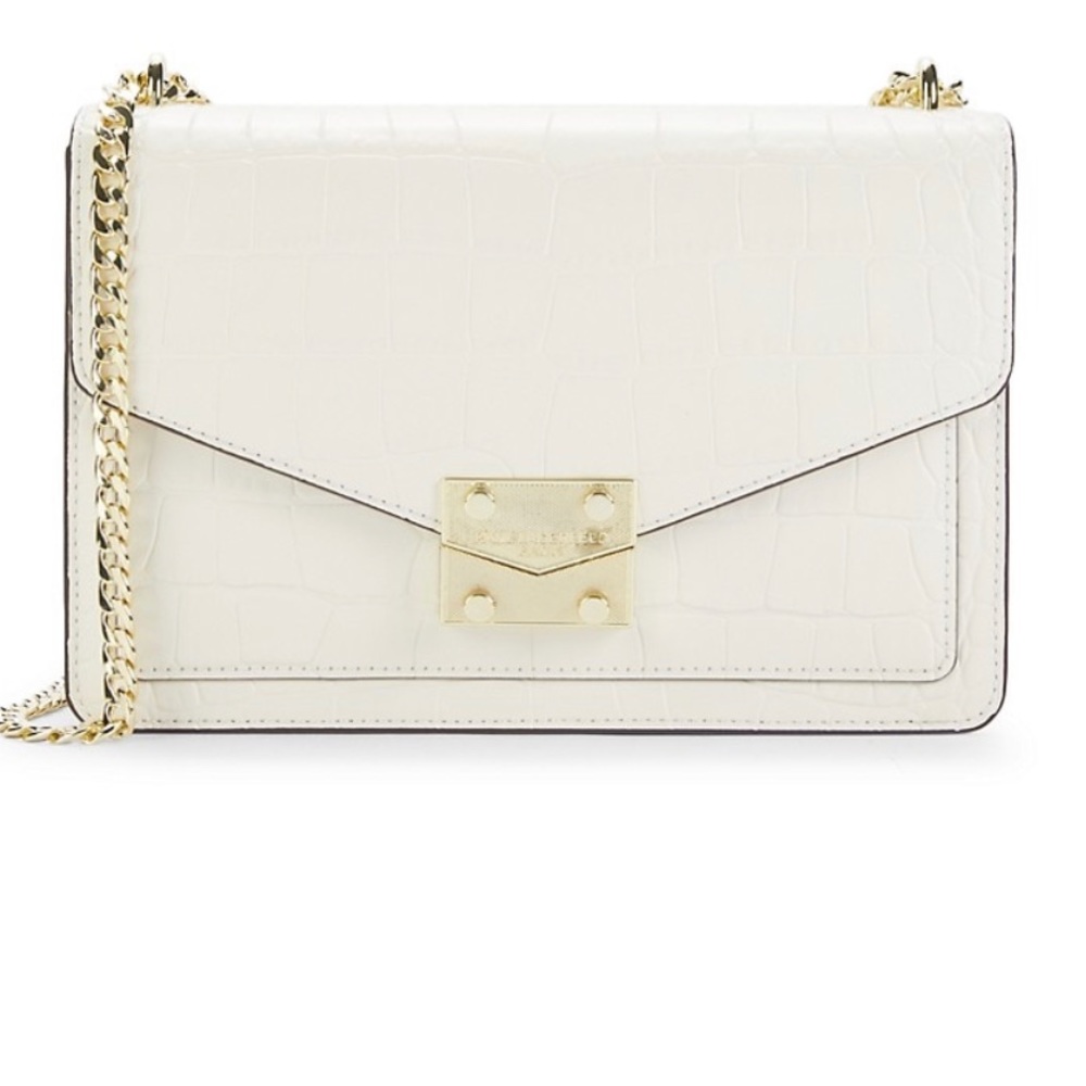 NWT Corinne Python-Embossed Leather Shoulder Bag